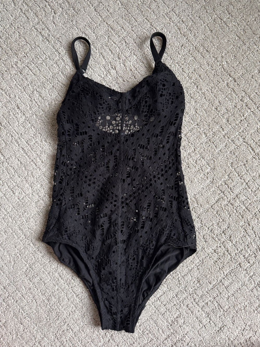 Robin Piccone Black Crochet Swimsuit